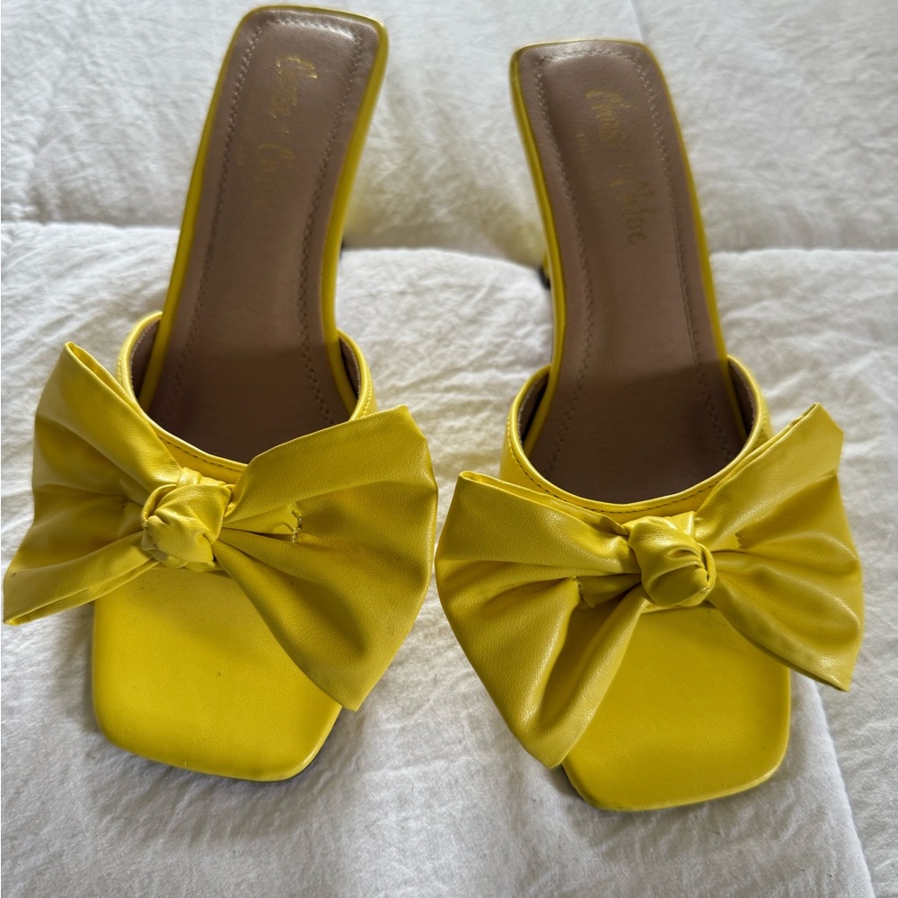 Chase + Chloe Yellow Bow Mules